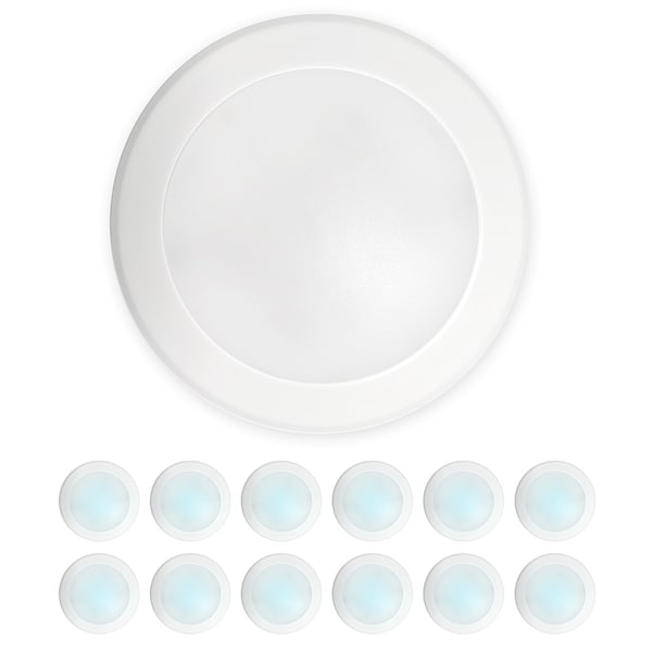 Nuwatt 5/6" LED Flush Mount Ceiling Light, Dimmable Retrofit Disk Recessed Lighting Fixture, 4000K, PK12 NW-R-DSK-6-15W-40K-12P - main